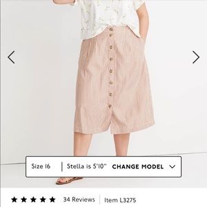 Patio Button-Front Midi Skirt in Clay Stripe